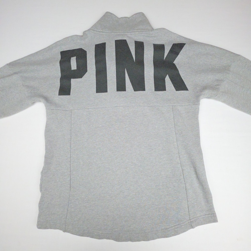PINK Victoria's Secret Quarter Zip Pullover Sweatshirt Womens S Spellout Logo